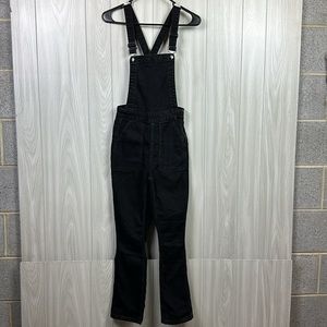 Madewell Womens Overalls XS Black Flair Bib Cotton Denim Stretch Bootcut Crop